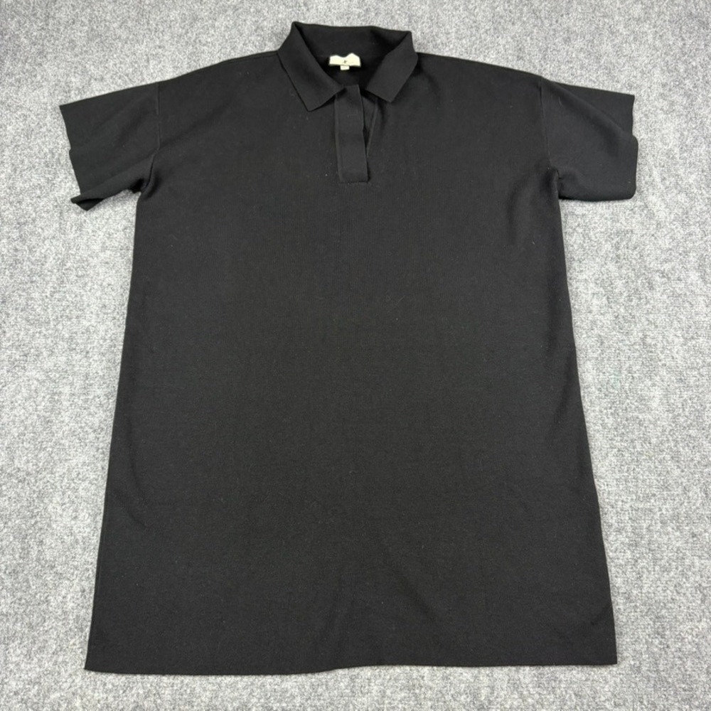 Tuckernuck Polo Dress Women Large Black Knit Short Sleeve V-Neck